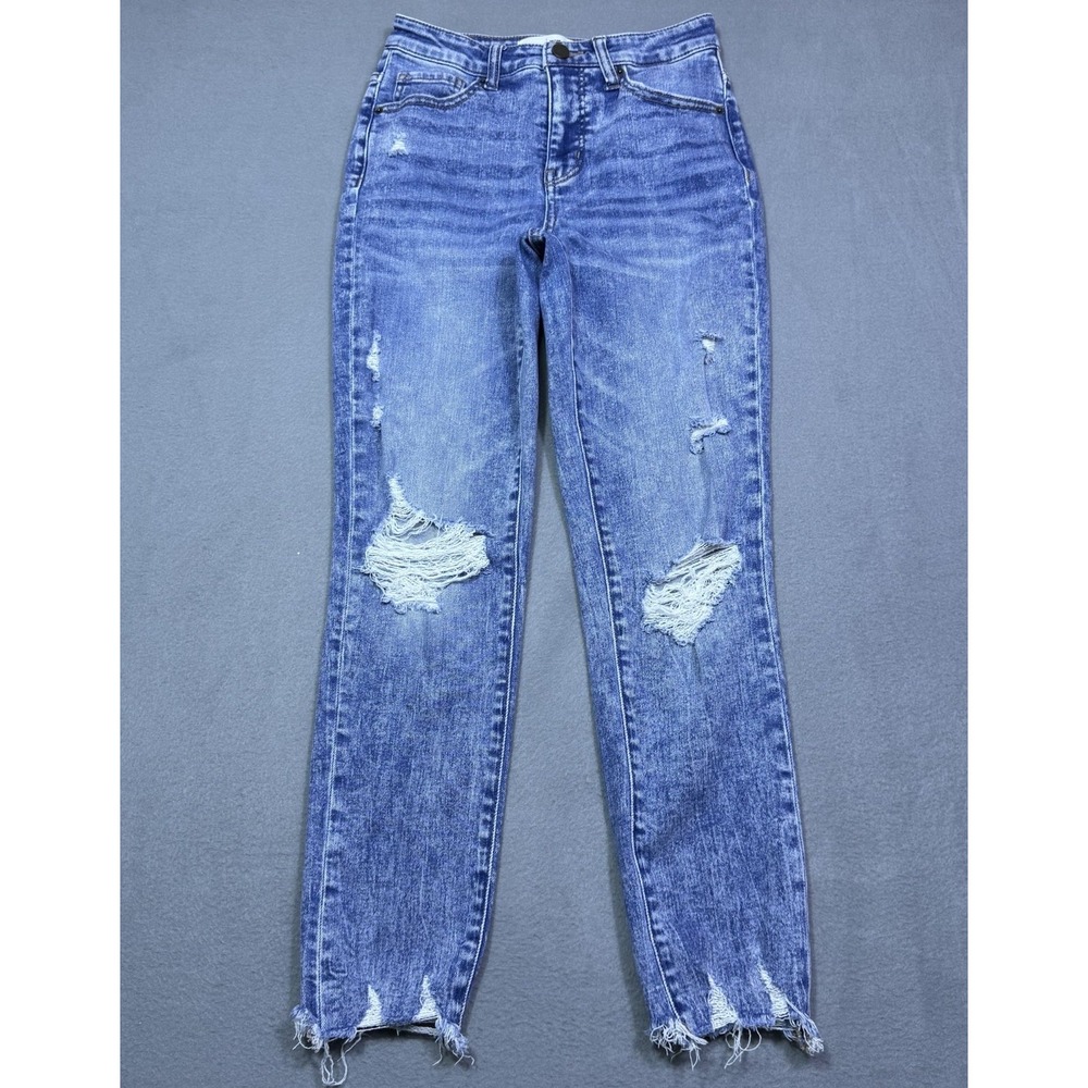 BKE Jeans Womens 24 (25x28) Mom Jean Distressed Straight Ankle Stretch Highrise